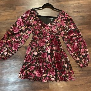 MISSGUIDED velour puff sleeve dress